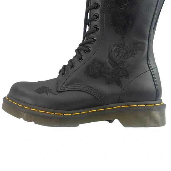Dr MARTEN 1914 VONDA MON LEATHER BLACK BOOT FLOWER EMBROIDERY DETAILING SIZE UK4 - Picture 8 of 16